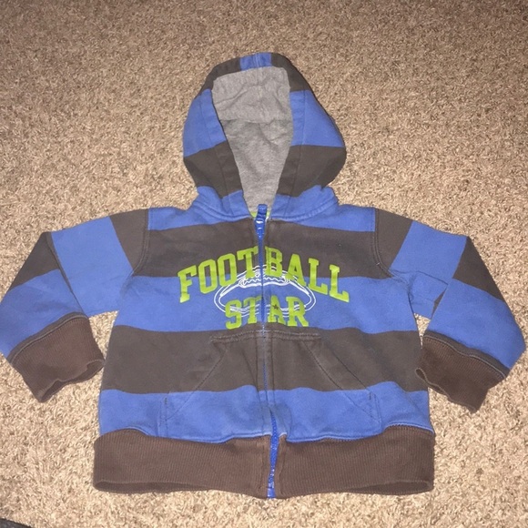 Carter's Other - Carter’s Blue charcoal Big Stripes Zip Up Hoodie